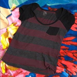 Black and Grey Striped Zumiez Pocket Tee